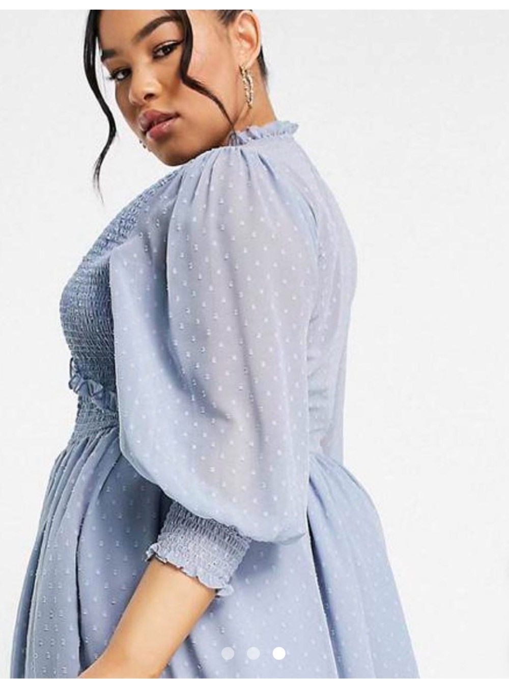 ASOS Light Blue Swiss Dot Midi Dress